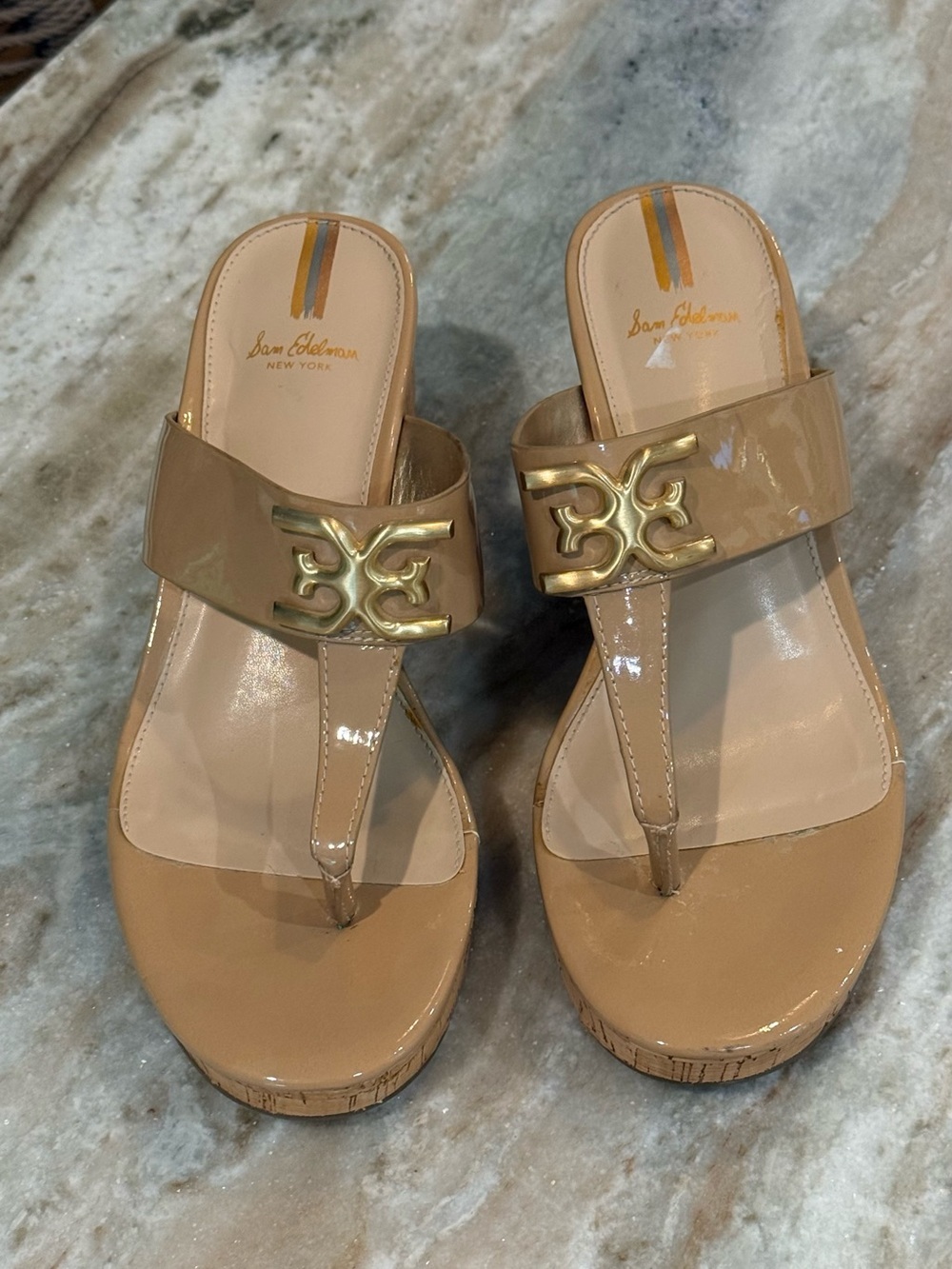 Women’s SAM EDELMAN Yardlie Emblem platform wedge sandals- Size 8 - Picture 3 of 8
